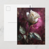 White Rose Paarse achtergrond Briefkaart (Voorkant / Achterkant)