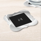 White Rose Paper Onderzetter | Elegante moderne bl (Gekanteld)