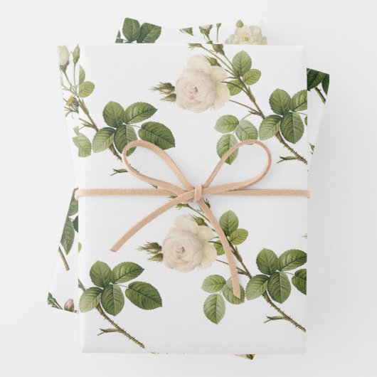 White Rose Pattern Inpakpapier Vel (In situ)