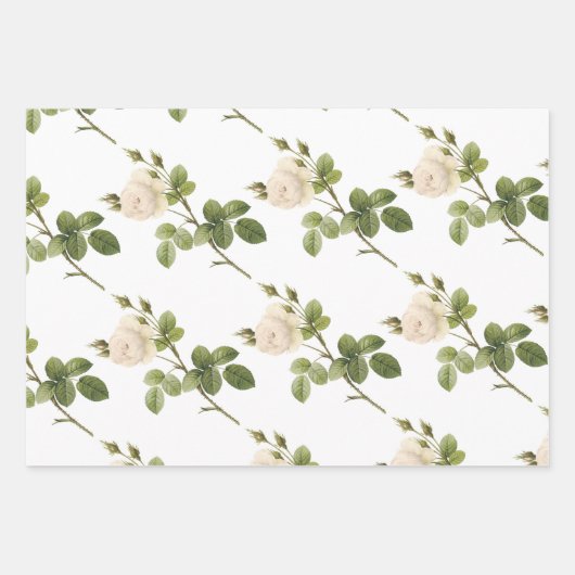 White Rose Pattern Inpakpapier Vel (Voorkant)