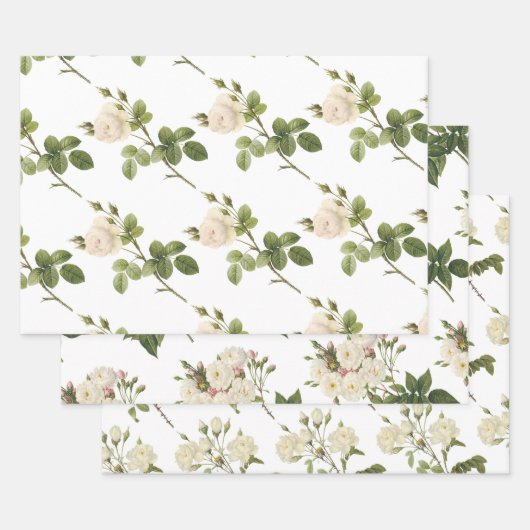 White Rose Pattern Inpakpapier Vel (Set)