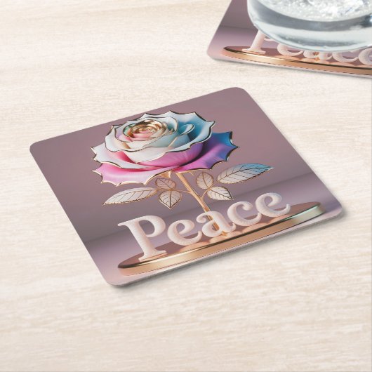 White Rose Peace Sculpture Onderzetter Set (Schuin)