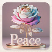 White Rose Peace Sculpture Onderzetter Set (Voorkant)