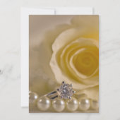 White Rose, Pearls and Diamond Ring Wedding Kaart (Voorkant)