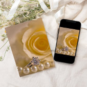 White Rose, Pearls and Diamond Ring Wedding Kaart