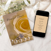 White Rose, Pearls, Ring Wedding Rehearsal Dinner Kaart
