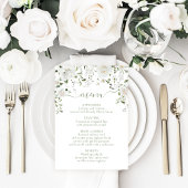 White Rose Peony Flower & Greenery Wedding Menu