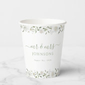 White Rose Peony Flower Wedding Paper Cups Papieren Bekers (Achterkant)
