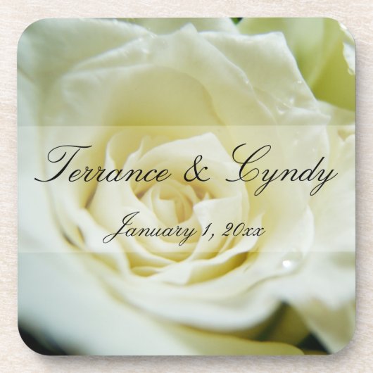 White Rose Personal Wedding Bier Onderzetter (Voorkant)