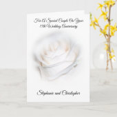 White Rose Personalized 14th Wedding Jubileum Kaart (Gele Bloem)