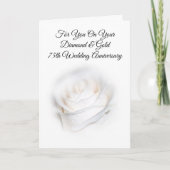 White Rose Personalized 75th Wedding Jubileum Kaart (Voorkant)