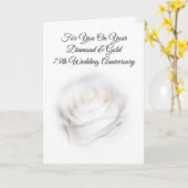 White Rose Personalized 75th Wedding Jubileum Kaart (Gele Bloem)