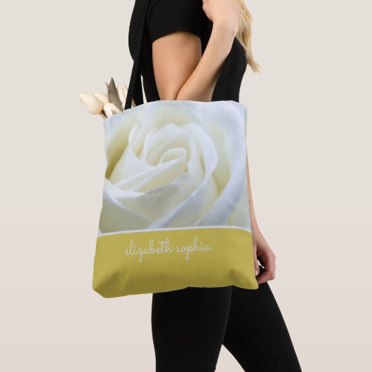 White Rose Personalized Tote Bag (Dichtbij)