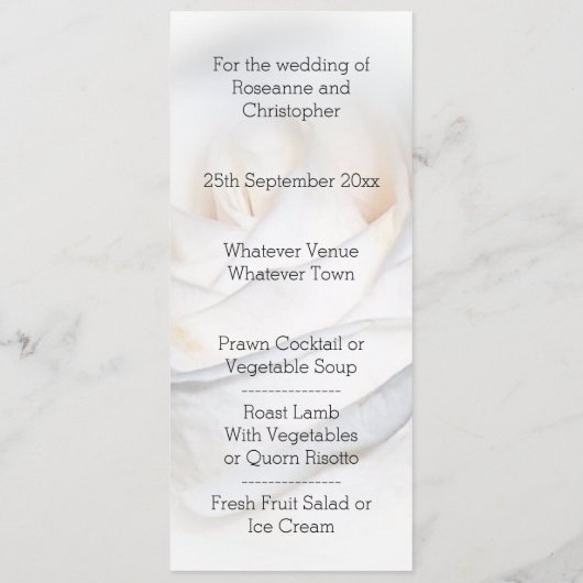 White Rose Personalized Weddenrenmenu Menu (Achterkant)
