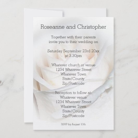 White Rose Personalized Wedding Invitation Kaart (Achterkant)