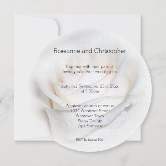 White Rose Personalized Wedding Invitation Kaart (Achterkant)