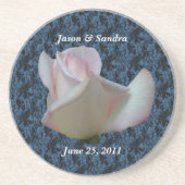 White Rose Personalized Wedding Onderzetter (Voorkant)