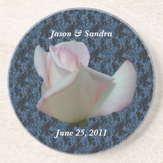 White Rose Personalized Wedding Onderzetter (Voorkant)