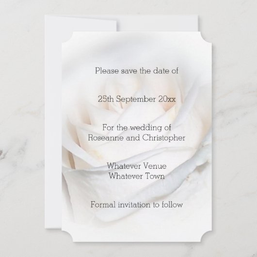 White Rose Personalized Wedding Save the Date (Achterkant)
