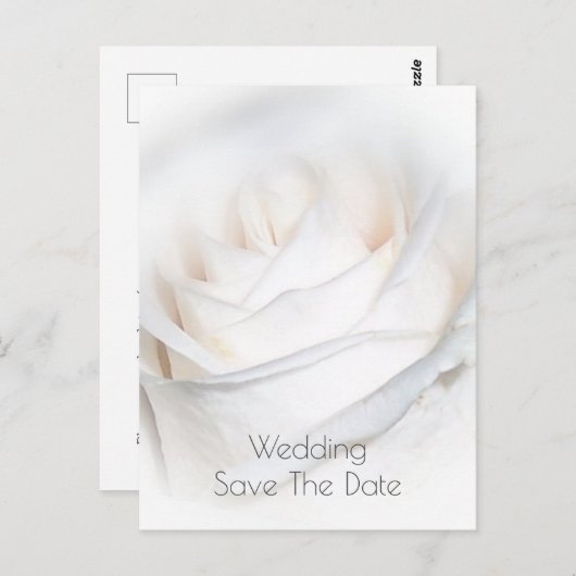 White Rose Personalized Wedding Save the Date Briefkaart (Voorkant / Achterkant)