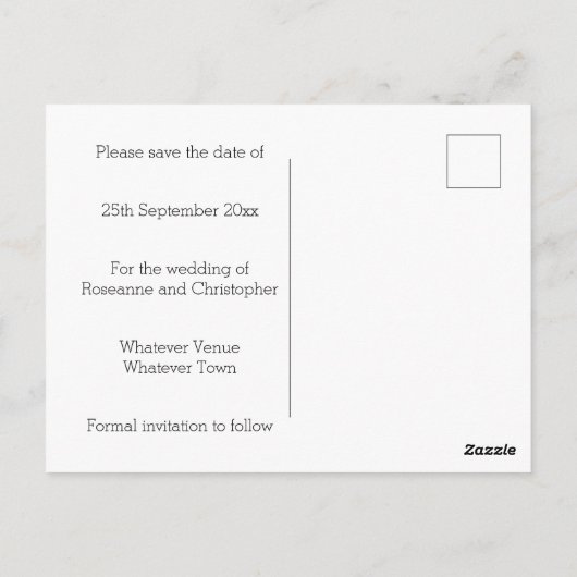 White Rose Personalized Wedding Save the Date Briefkaart (Achterkant)