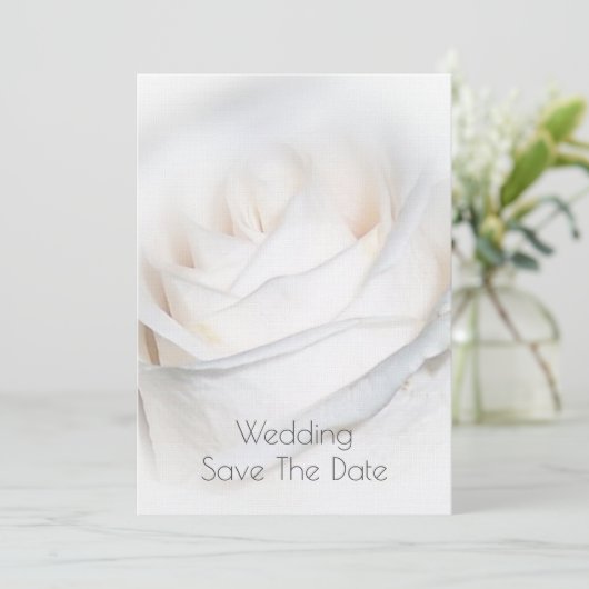 White Rose Personalized Wedding Save the Date Kaart (Staand voorkant)