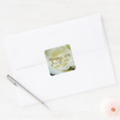 White Rose Personalized Wedding Vierkante Sticker (Envelop)