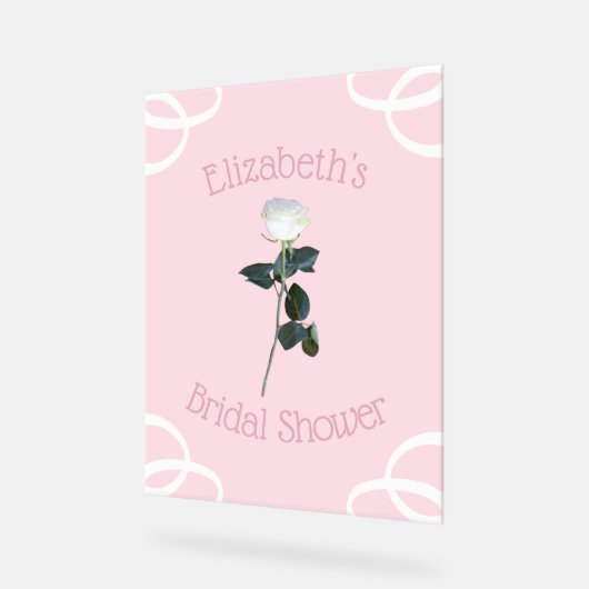 White Rose Petal Pink Vrijgezellenfeest Acryl Bord (Hoek)