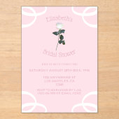 White Rose Petal Pink Vrijgezellenfeest Acryl Uitnodigingen (Voorkant)