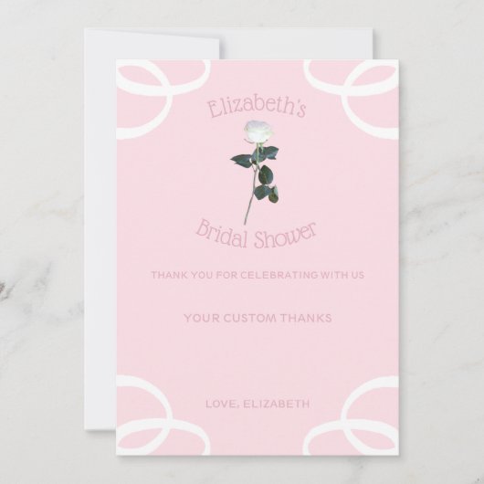 White Rose Petal Pink Vrijgezellenfeest Bedankkaart (Voorkant)