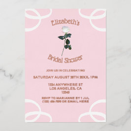 White Rose Petal Pink Vrijgezellenfeest Folie Uitnodiging