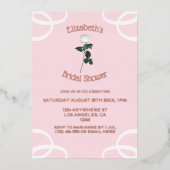 White Rose Petal Pink Vrijgezellenfeest Folie Uitnodiging (Voorkant)