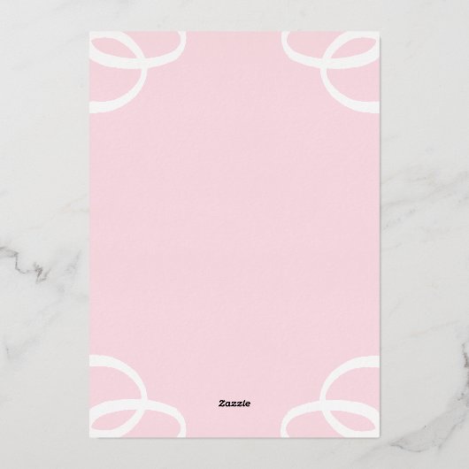 White Rose Petal Pink Vrijgezellenfeest Folie Uitnodiging (Achterkant)