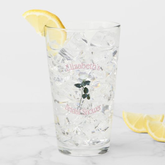 White Rose Petal Pink Vrijgezellenfeest Glas (Voorkant ijs)