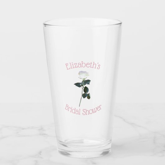 White Rose Petal Pink Vrijgezellenfeest Glas (Voorkant)