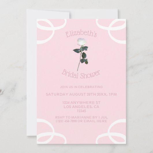 White Rose Petal Pink Vrijgezellenfeest Kaart (Voorkant)