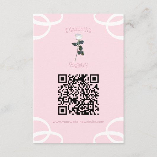 White Rose Petal Pink Vrijgezellenfeest Registry Informatiekaartje (Voorkant)