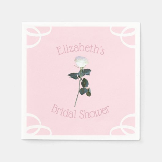 White Rose Petal Pink Vrijgezellenfeest Servet (Voorkant)