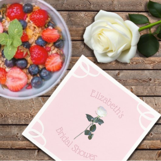 White Rose Petal Pink Vrijgezellenfeest Servet