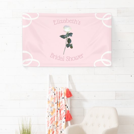 White Rose Petal Pink Vrijgezellenfeest Spandoek (Insitu)