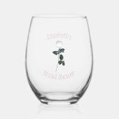 White Rose Petal Pink Vrijgezellenfeest Wijnglas Zonder Voet (Voorkant)