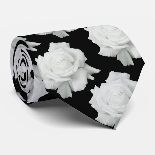 White Rose Petals Necktie Stropdas (Opgerold)