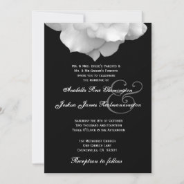WHITE Rose Petals Wedding Invitation F200 Kaart