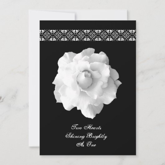WHITE Rose Petals Wedding Invitation F200 Kaart (Achterkant)