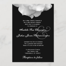 WHITE Rose Petals Wedding Invitation F200 Kaart