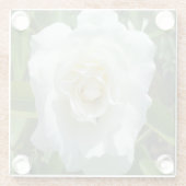 White Rose Photo Square Onderzetter Glazen Onderzetter (Achterkant)