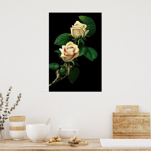 White Rose Poster (Keuken)