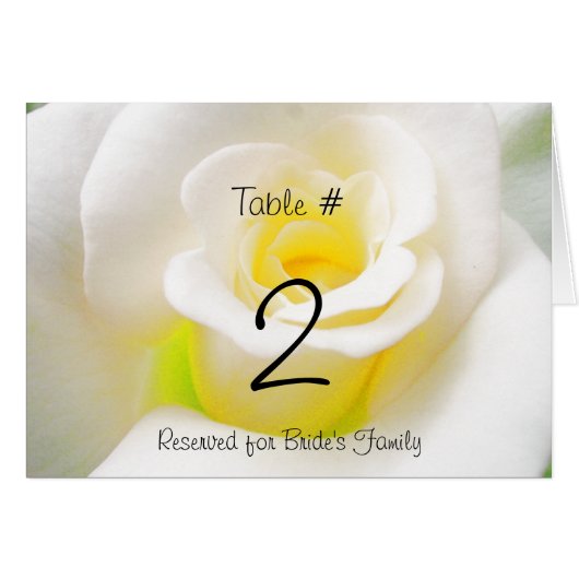 White Rose Reception Table Number (Voorkant Horizontaal)
