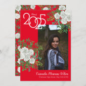 White Rose Red Foto Afstuderen Aankondiging (Voorkant / Achterkant)