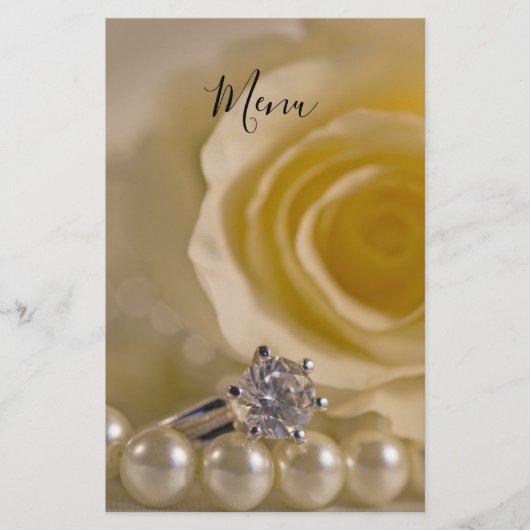 White Rose, Ring and Pearls Wedding Menu (Voorkant)